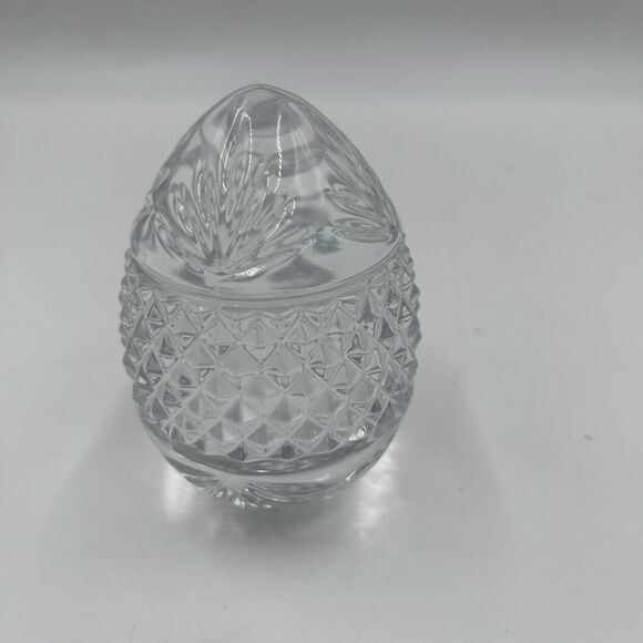 Made In France Cut Crystal Molded Design Glass Egg Shaped Paperweight 3.5” Heavy - Picture 2 of 15